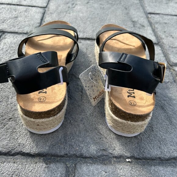 Mudd Black Ankle Strap Sandal - Woven Sole - Picture 5 of 5